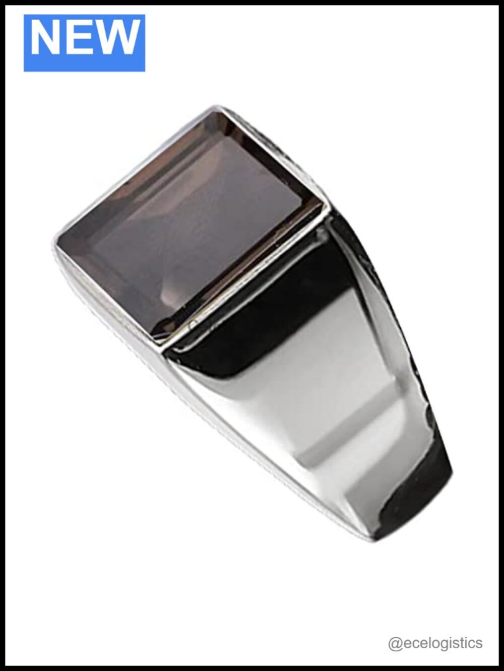 Sterling Silver Smoky Quartz Signet Ring 925